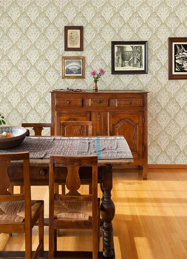 mimir-mustard-quilted-damask-wallpaper-york-wallcoverings-3125-72338 - York Wallcoverings Wallpaper