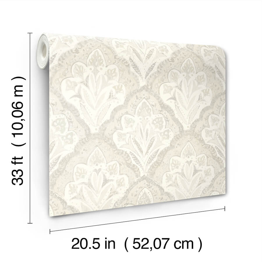 mimir-dove-quilted-damask-wallpaper-york-wallcoverings-3125-72339 - York Wallcoverings Wallpaper