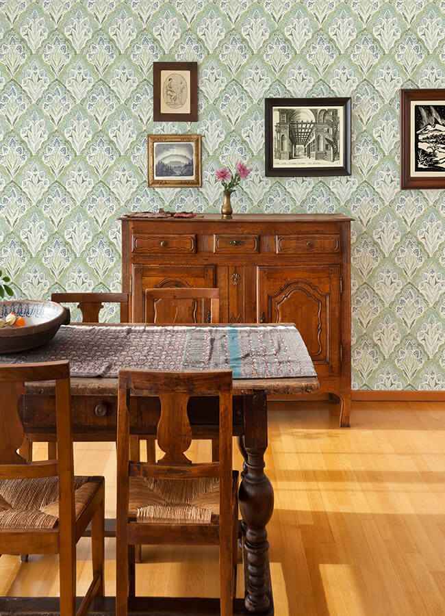 Mimir Aquamarine Quilted Damask Wallpaper - York Wallcoverings - 3125-72341 - York Wallcoverings Wallpaper