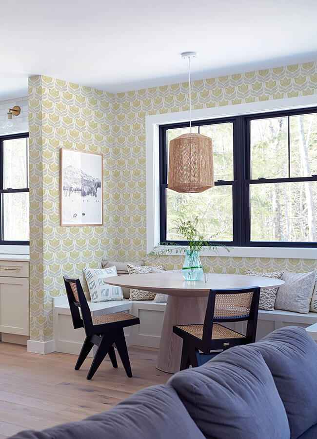 Cathal Mustard Tulip Block Print Wallpaper - York Wallcoverings - 3125-72342 - York Wallcoverings Wallpaper
