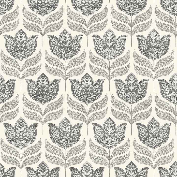 Cathal Charcoal Tulip Block Print Wallpaper - York Wallcoverings - 3125-72343 - York Wallcoverings Wallpaper