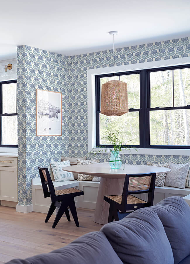 cathal-blue-tulip-block-print-wallpaper-york-wallcoverings-3125-72345 - York Wallcoverings Wallpaper