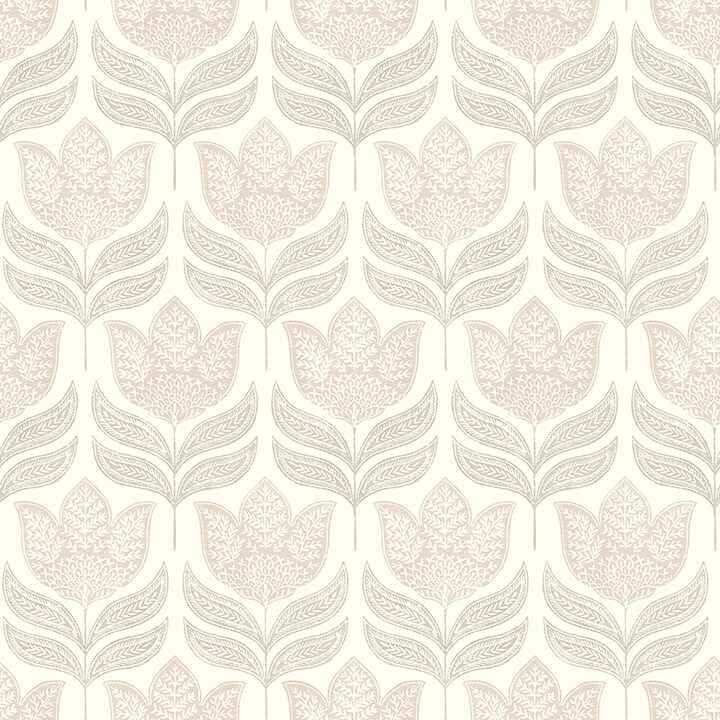 Cathal Blush Tulip Block Print Wallpaper - York Wallcoverings - 3125-72346
