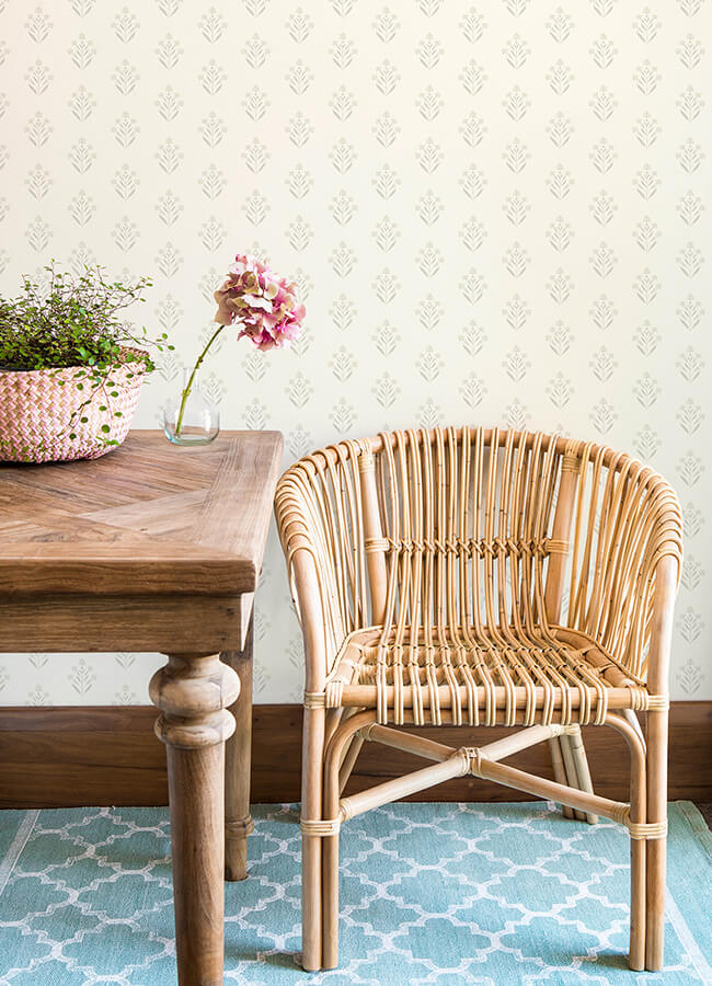 kova-dove-floral-crest-wallpaper-york-wallcoverings-3125-72349 - York Wallcoverings Wallpaper