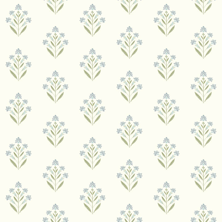 kova-aquamarine-floral-crest-wallpaper-york-wallcoverings-3125-72351 - York Wallcoverings Wallpaper
