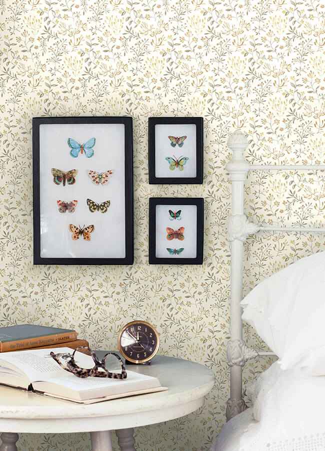 Tarragon Honey Dainty Meadow Wallpaper - York Wallcoverings - 3125-72354 - York Wallcoverings Wallpaper