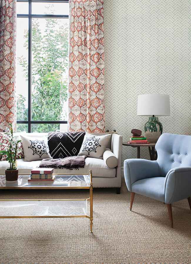 Oswin Teal Tiered Herringbone Wallpaper - York Wallcoverings - 3125-72362 - York Wallcoverings Wallpaper