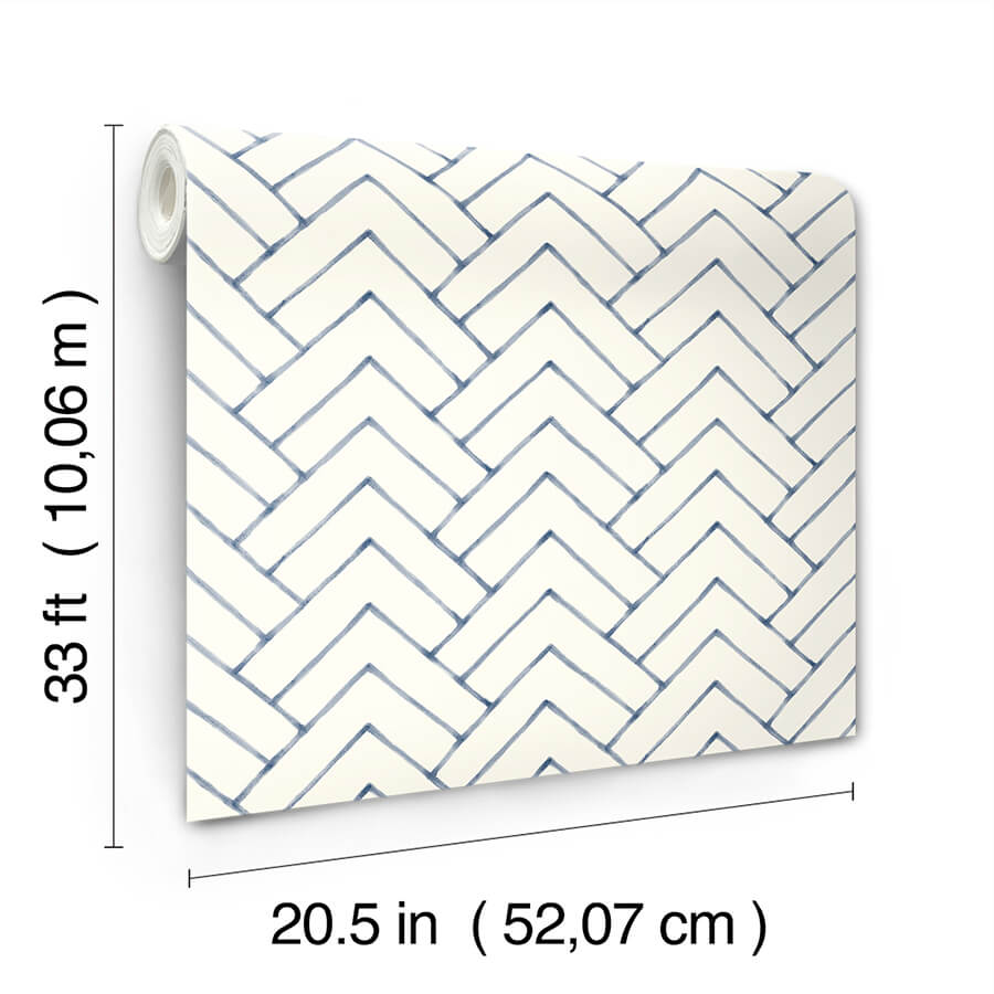 oswin-navy-tiered-herringbone-wallpaper-york-wallcoverings-3125-72363 - York Wallcoverings Papel pintado