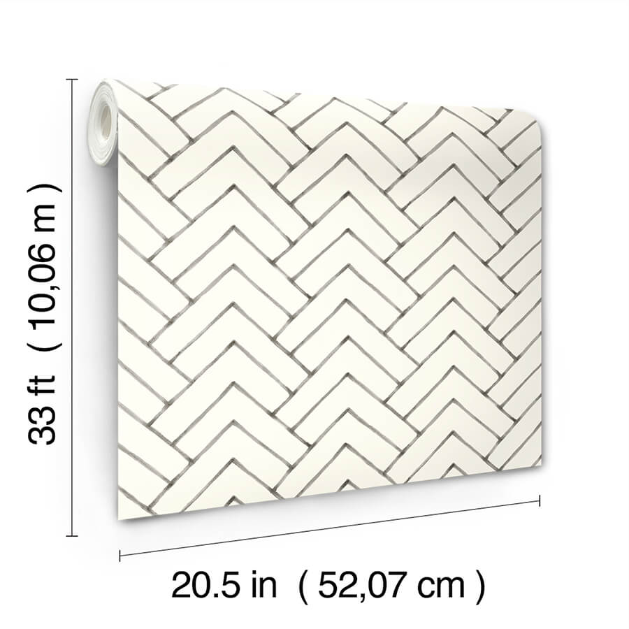 oswin-black-tiered-herringbone-wallpaper-york-wallcoverings-3125-72366 - York Wallcoverings Papel pintado