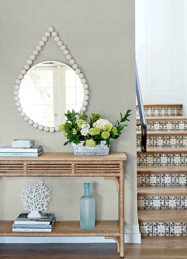 Glynn Silver Chevron Wallpaper - York Wallcoverings - 4122-26651 - York Wallcoverings Wallpaper