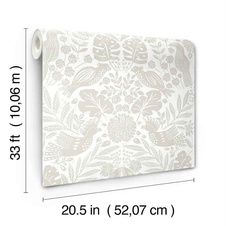 Nestle Dove Bird Block Print Wallpaper - York Wallcoverings - 4122-27003 - York Wallcoverings Wallpaper