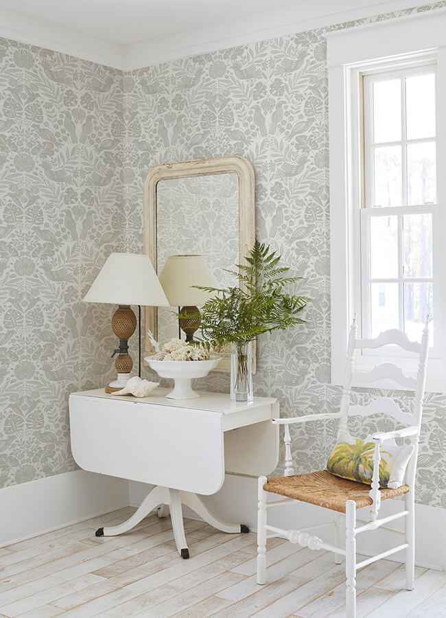 Nestle Dove Bird Block Print Wallpaper - York Wallcoverings - 4122-27003 - York Wallcoverings Wallpaper