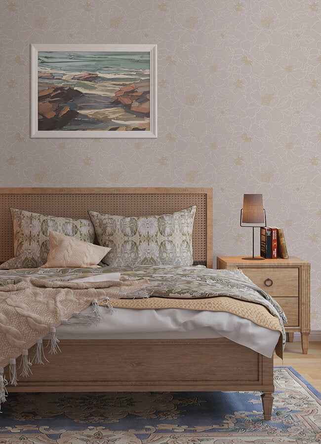 Gardena Lavender Embroidered Floral Wallpaper - York Wallcoverings - 4122-27008 - York Wallcoverings Wallpaper