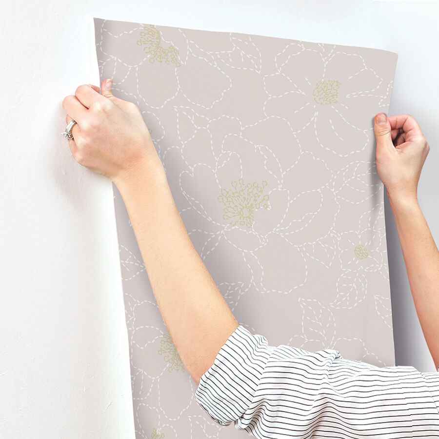 Gardena Lavender Embroidered Floral Wallpaper - York Wallcoverings - 4122-27008 - York Wallcoverings Wallpaper