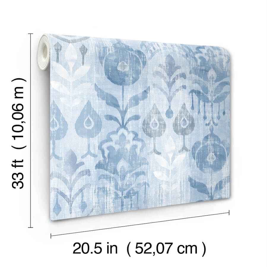 Pavord Blue Floral Shibori Wallpaper - York Wallcoverings - 4122-27013 - York Wallcoverings Wallpaper