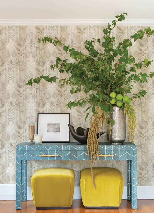 Pavord Neutral Floral Shibori Wallpaper - York Wallcoverings - 4122-27015 - York Wallcoverings Wallpaper