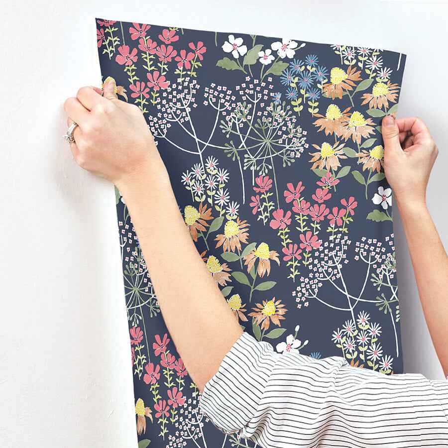 Cultivate Navy Springtime Blooms Wallpaper - York Wallcoverings - 4122-27016 - York Wallcoverings Wallpaper