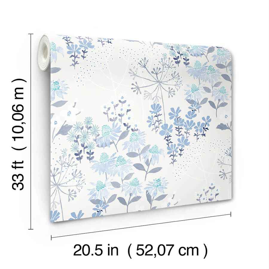 Cultivate Blue Springtime Blooms Wallpaper - York Wallcoverings - 4122-27017 - York Wallcoverings Wallpaper