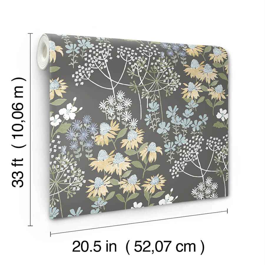 Cultivate Grey Springtime Blooms Wallpaper - York Wallcoverings - 4122-27018 - York Wallcoverings Wallpaper