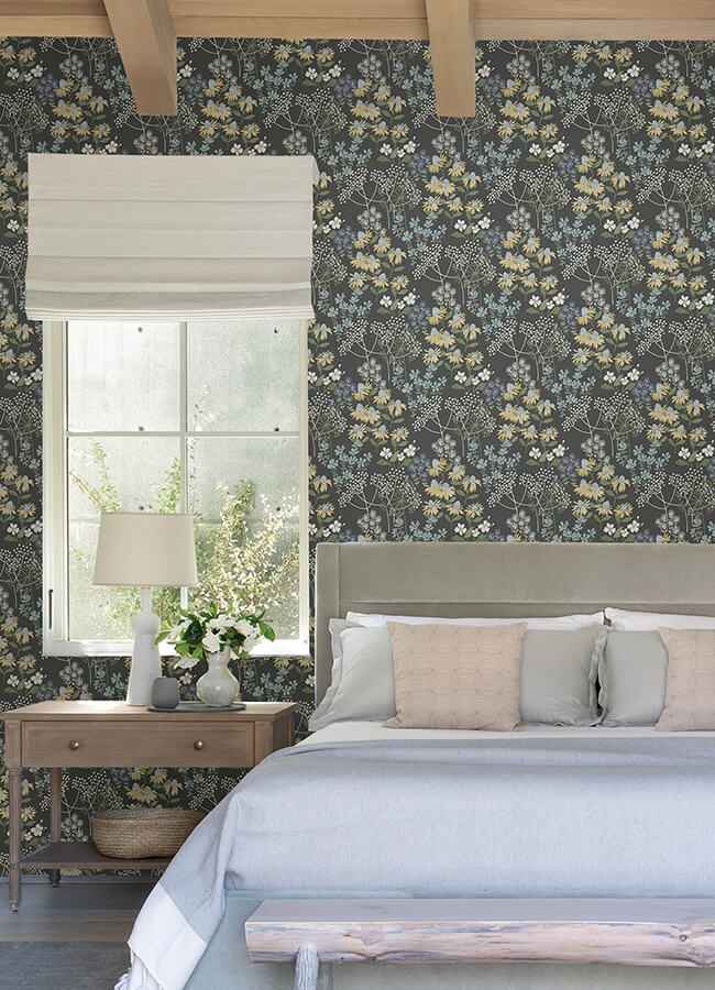 Cultivate Grey Springtime Blooms Wallpaper - York Wallcoverings - 4122-27018 - York Wallcoverings Wallpaper
