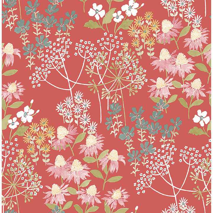 Cultivate Red Springtime Blooms Wallpaper - York Wallcoverings - 4122-27019 - York Wallcoverings Wallpaper