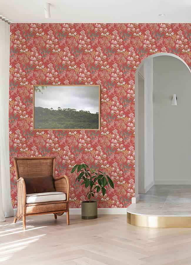 Cultivate Red Springtime Blooms Wallpaper - York Wallcoverings - 4122-27019 - York Wallcoverings Wallpaper