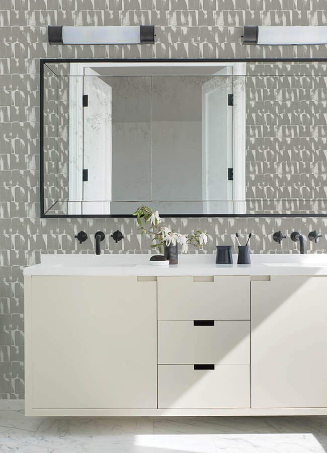 Bancroft Grey Artistic Stripe Wallpaper - York Wallcoverings - 4122-27022 - York Wallcoverings Wallpaper