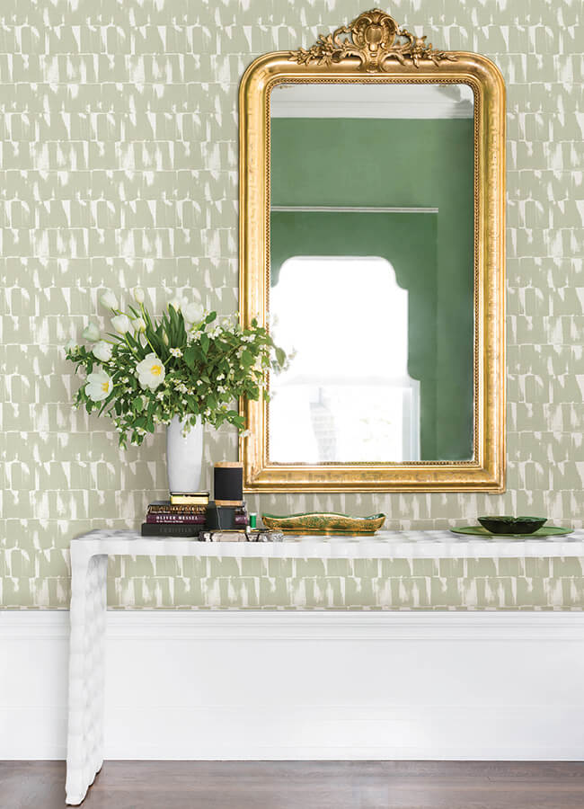 Bancroft Sage Artistic Stripe Wallpaper - York Wallcoverings - 4122-27023 - York Wallcoverings Wallpaper
