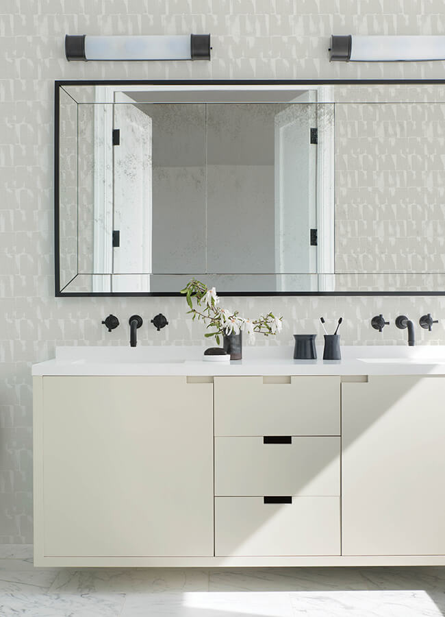 Bancroft Dove Artistic Stripe Wallpaper - York Wallcoverings - 4122-27024 - York Wallcoverings Wallpaper