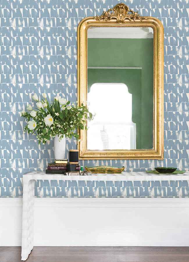 Bancroft Blue Artistic Stripe Wallpaper - York Wallcoverings - 4122-27025 - York Wallcoverings Wallpaper