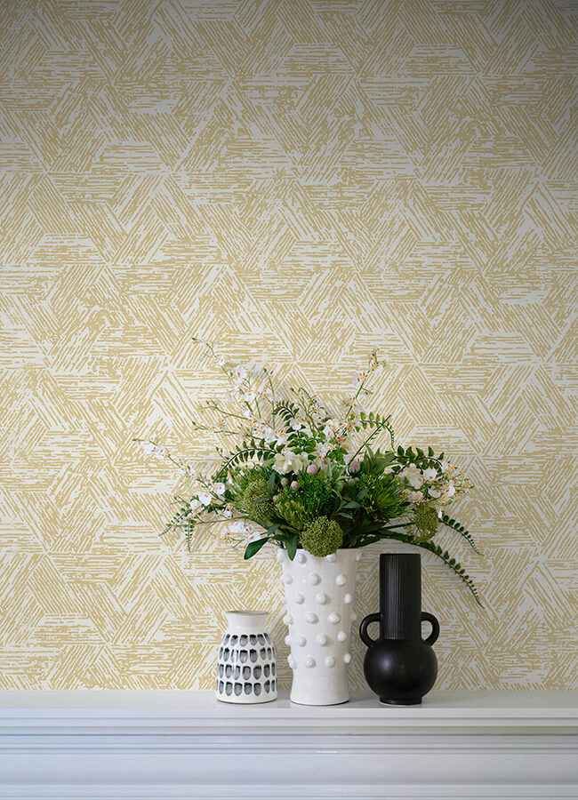 Retreat Yellow Quilted Geometric Wallpaper - York Wallcoverings - 4122-27032 - York Wallcoverings Wallpaper