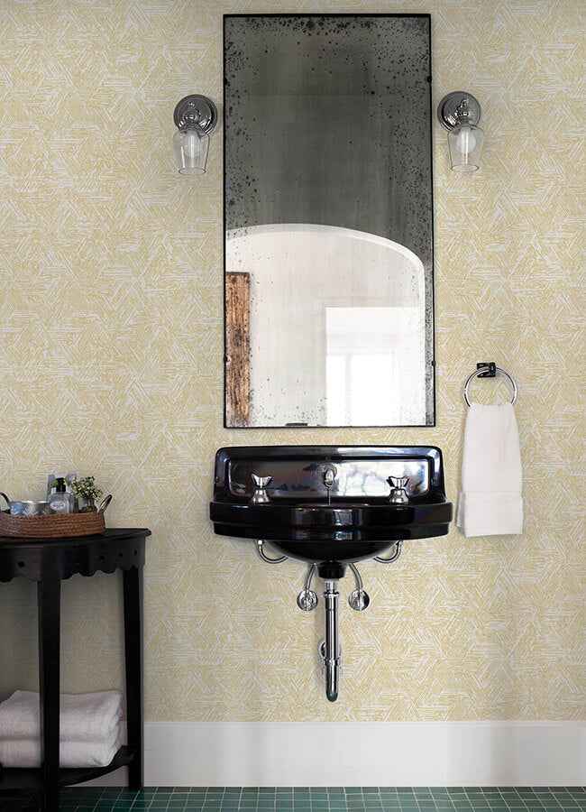 Retreat Yellow Quilted Geometric Wallpaper - York Wallcoverings - 4122-27032 - York Wallcoverings Wallpaper