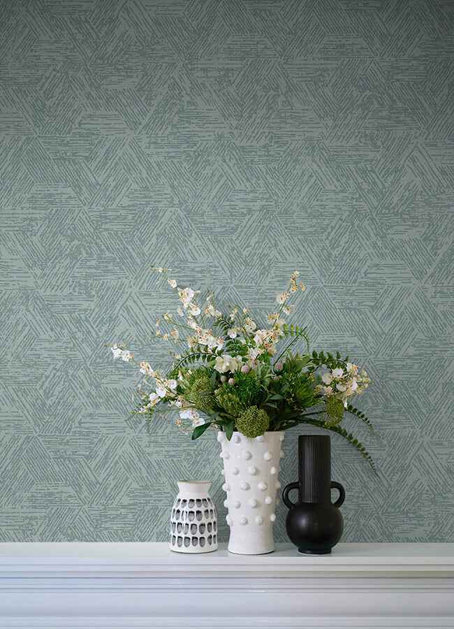 Retreat Denim Quilted Geometric Wallpaper - York Wallcoverings - 4122-27036 - York Wallcoverings Wallpaper
