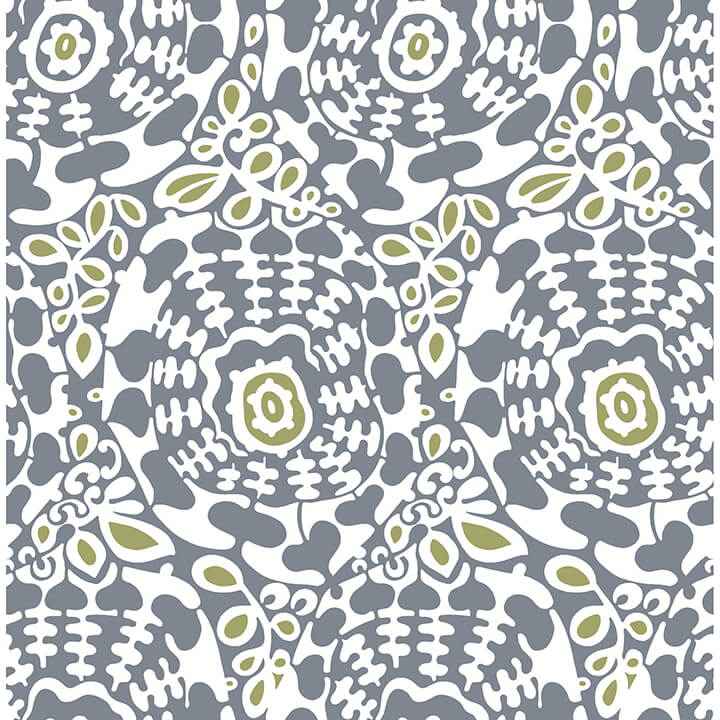 Divine Slate Abstract Medallion Wallpaper - York Wallcoverings - 4122-27037