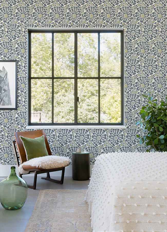 Divine Slate Abstract Medallion Wallpaper - York Wallcoverings - 4122-27037 - York Wallcoverings Wallpaper