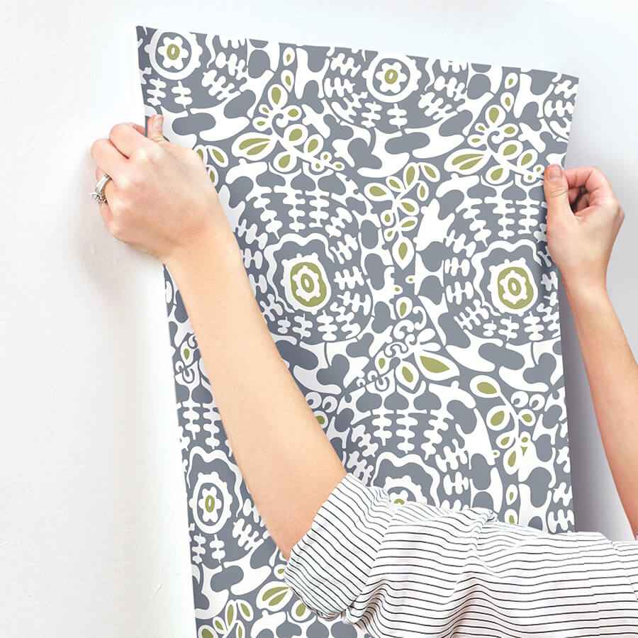 Divine Slate Abstract Medallion Wallpaper - York Wallcoverings - 4122-27037 - York Wallcoverings Wallpaper