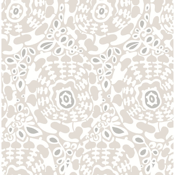 Divine Grey Abstract Medallion Wallpaper - York Wallcoverings - 4122-27038 - York Wallcoverings Wallpaper