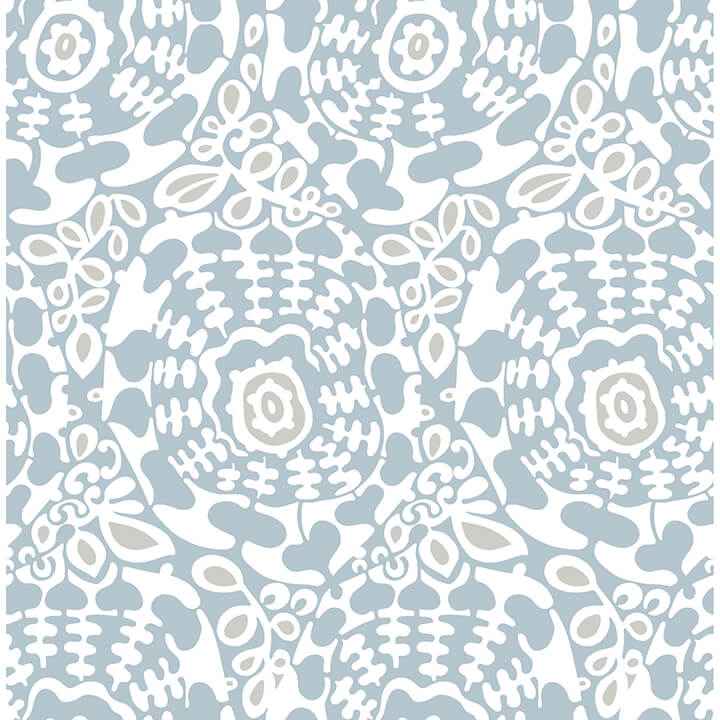 Divine Light Blue Abstract Medallion Wallpaper - York Wallcoverings - 4122-27039