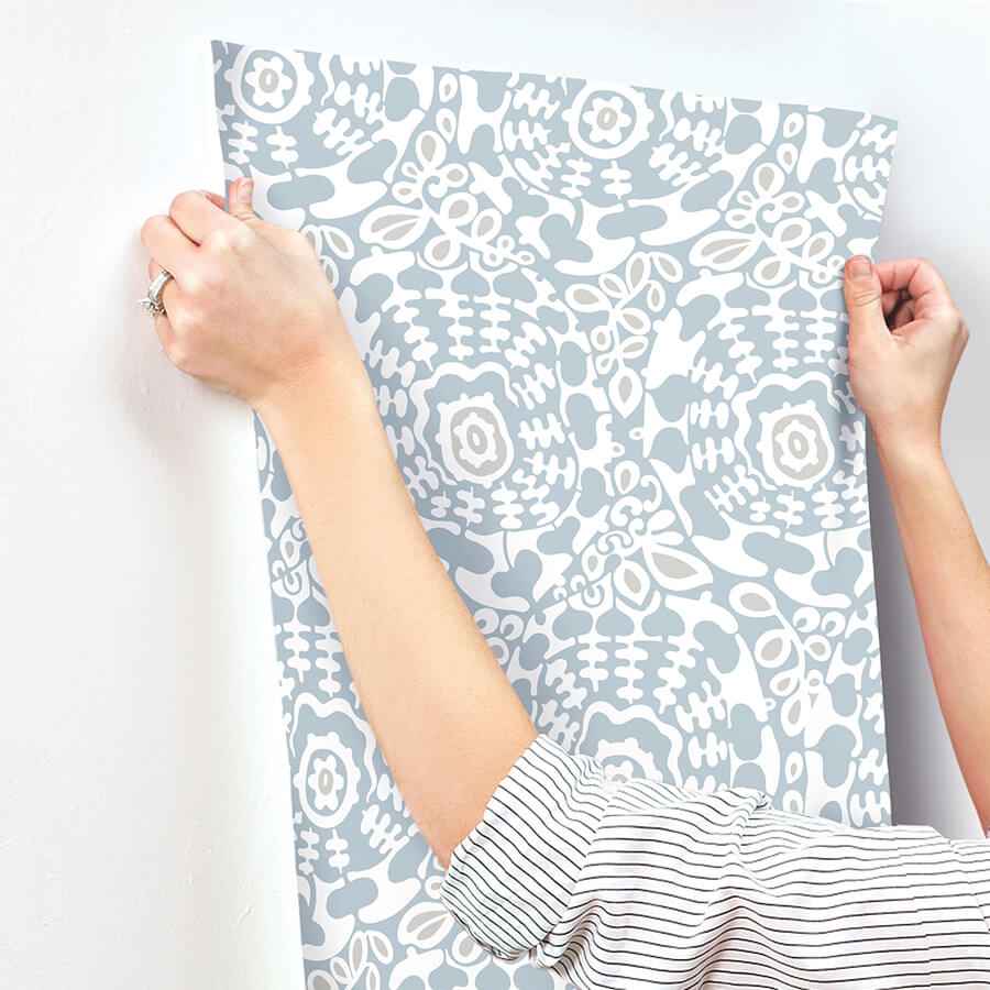 Divine Light Blue Abstract Medallion Wallpaper - York Wallcoverings - 4122-27039 - York Wallcoverings Wallpaper