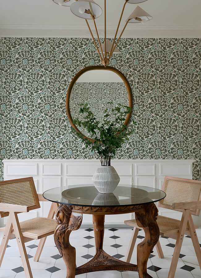 Divine Green Abstract Medallion Wallpaper - York Wallcoverings - 4122-27040 - York Wallcoverings Wallpaper
