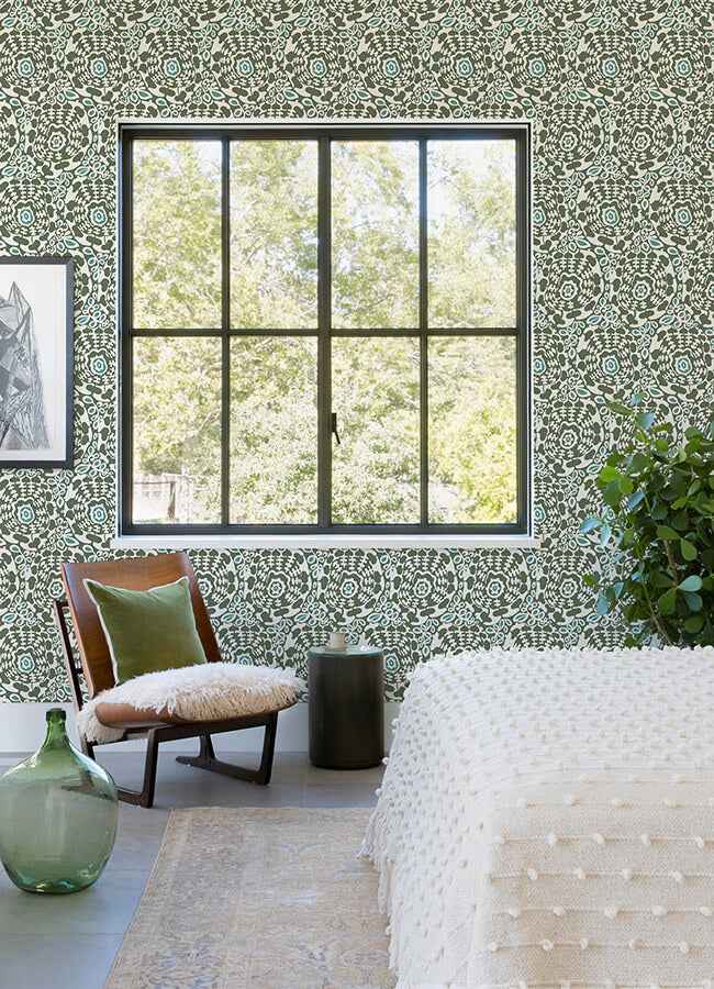 Divine Green Abstract Medallion Wallpaper - York Wallcoverings - 4122-27040 - York Wallcoverings Wallpaper