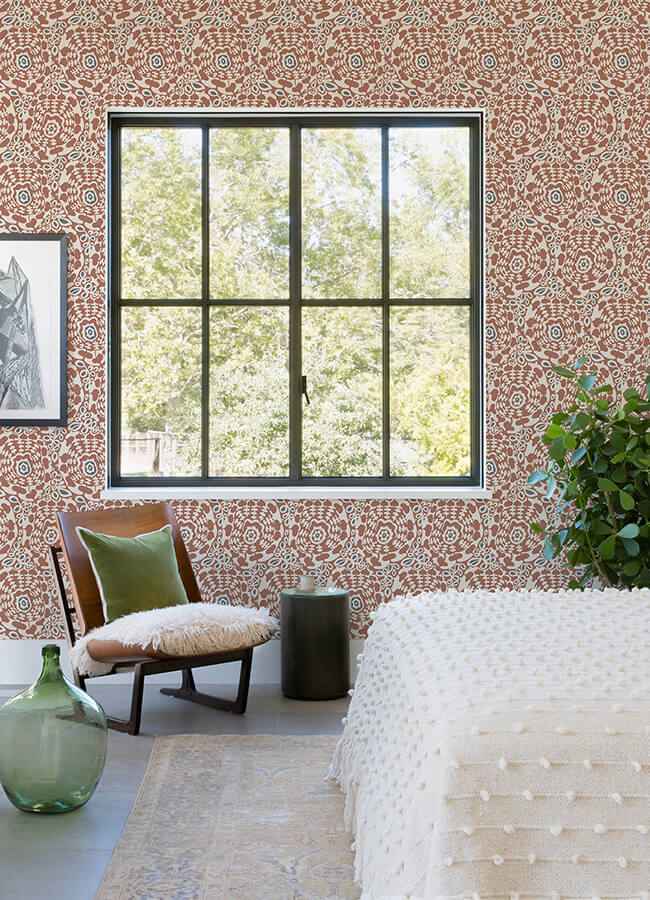 Divine Rust Abstract Medallion Wallpaper - York Wallcoverings - 4122-27041 - York Wallcoverings Wallpaper