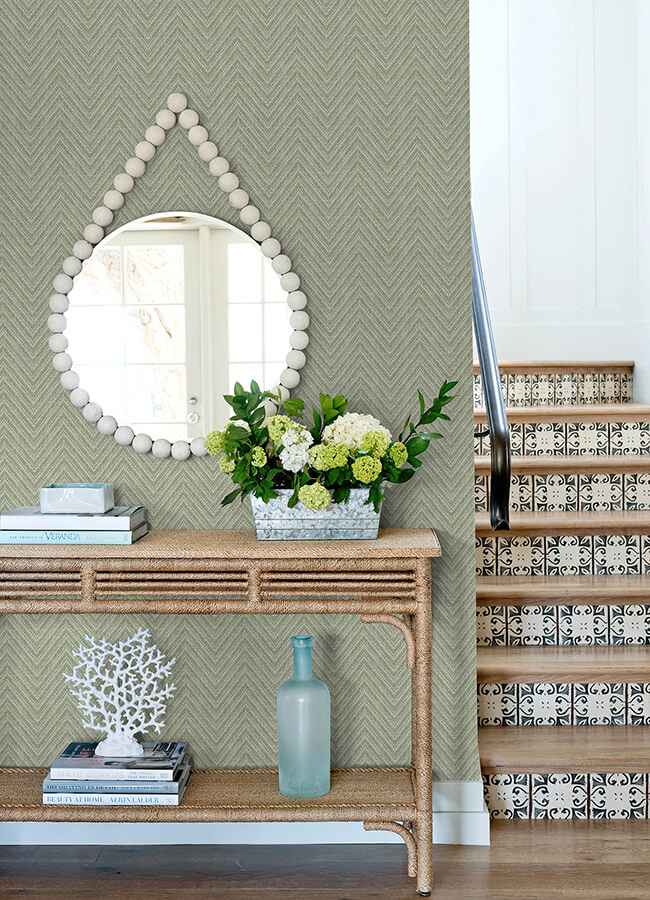 Glynn Green Chevron Wallpaper - York Wallcoverings - 4122-27043 - York Wallcoverings Wallpaper