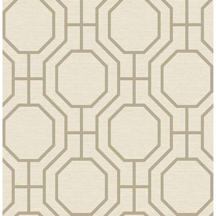 Manor Taupe Geometric Trellis Wallpaper - York Wallcoverings - 4122-27046