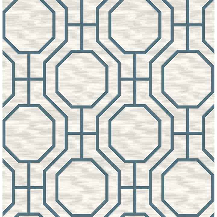 Manor Blue Geometric Trellis Wallpaper - York Wallcoverings - 4122-27048 - York Wallcoverings Wallpaper