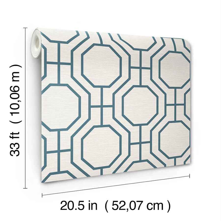 Manor Blue Geometric Trellis Wallpaper - York Wallcoverings - 4122-27048 - York Wallcoverings Wallpaper