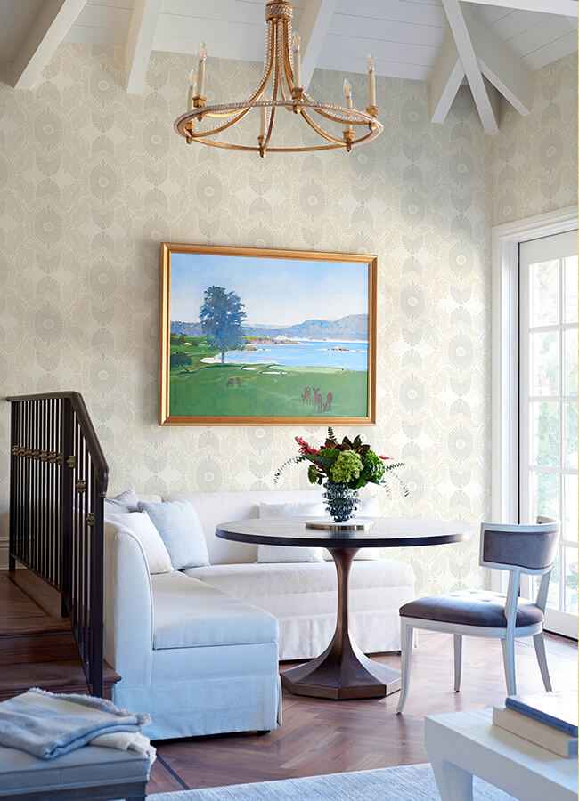 Villa Bone Embellished Ogee Wallpaper - York Wallcoverings - 4122-72402 - York Wallcoverings Wallpaper