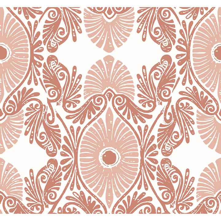 Villa Raspberry Embellished Ogee Wallpaper - York Wallcoverings - 4122-72403 - York Wallcoverings Wallpaper
