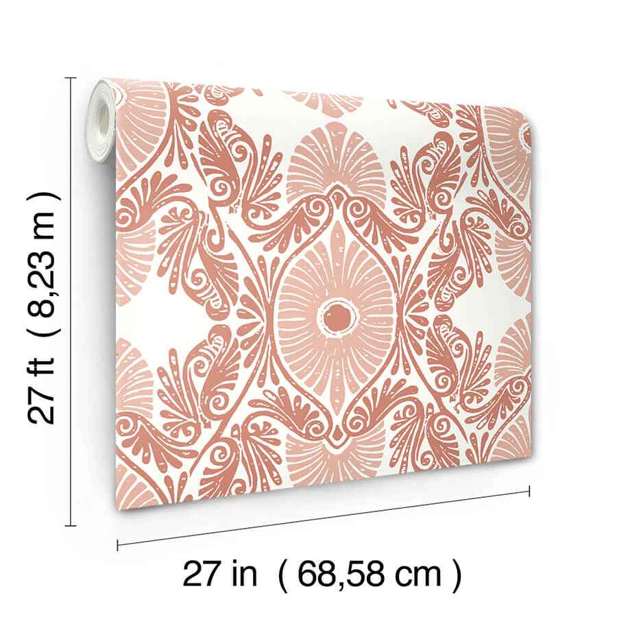 Villa Raspberry Embellished Ogee Wallpaper - York Wallcoverings - 4122-72403 - York Wallcoverings Wallpaper
