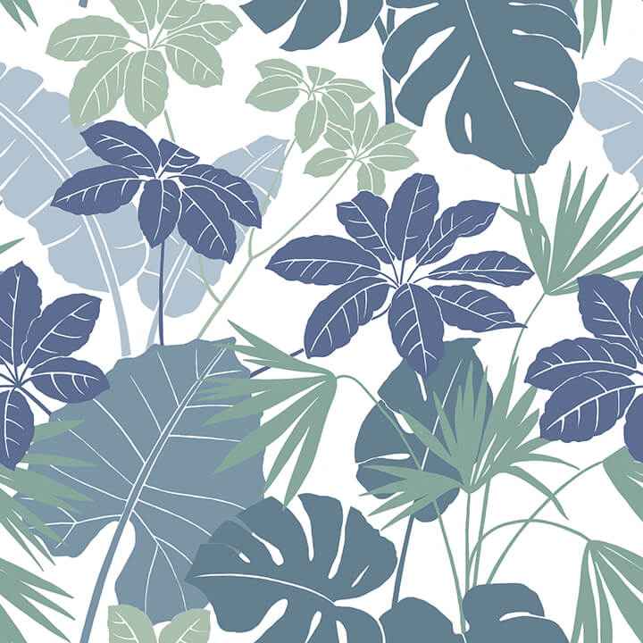 Medellin Blue Rainforest Floor Wallpaper - York Wallcoverings - 4122-72411 - York Wallcoverings Wallpaper